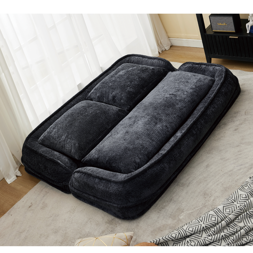 2-in-1 Extra Large Chenille Floor Couch Loveseat for Humans & Dogs