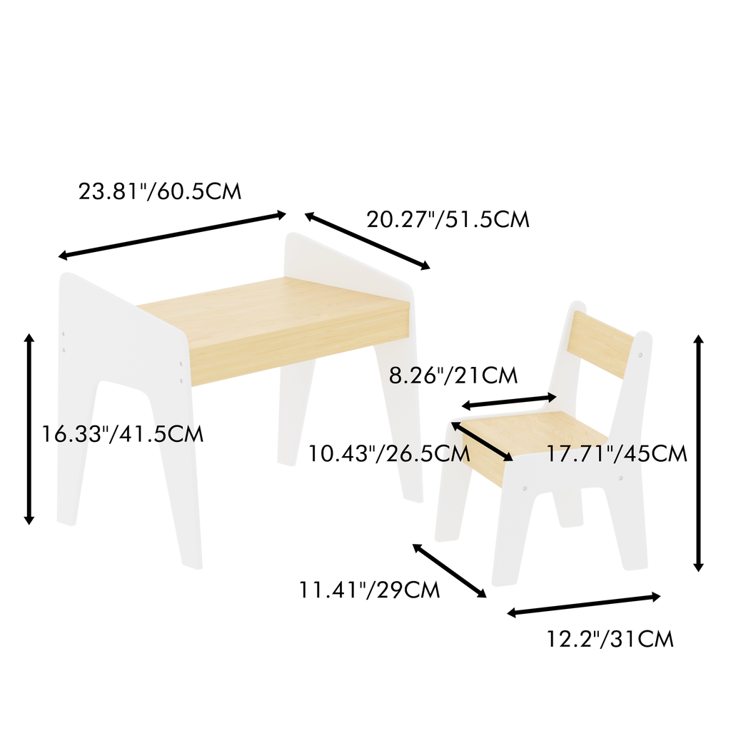 Kids Wooden Table Set with One Chair