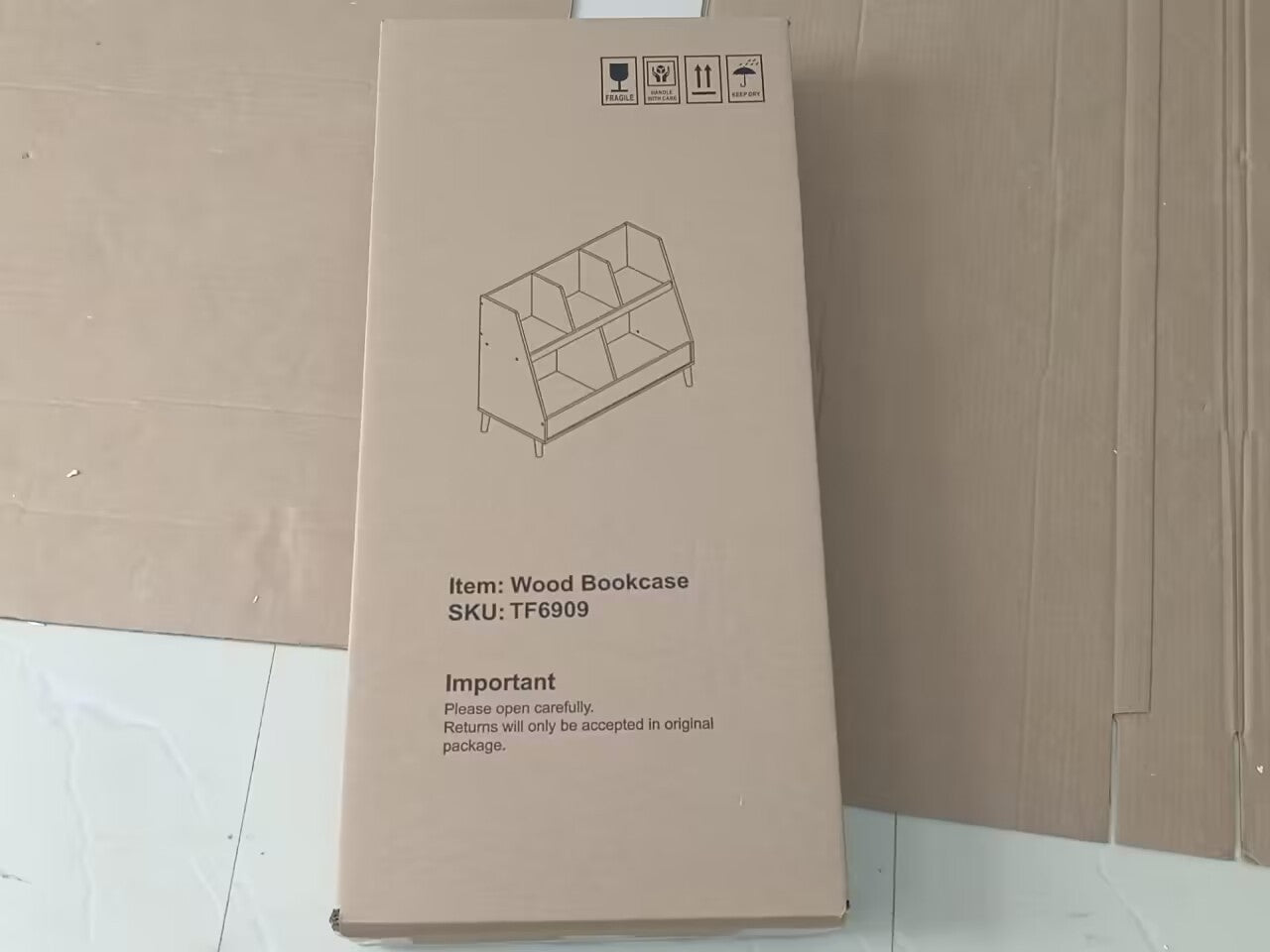 Modern Kids Bookshelf and Toy Organizer with White MDF and Pine Legs