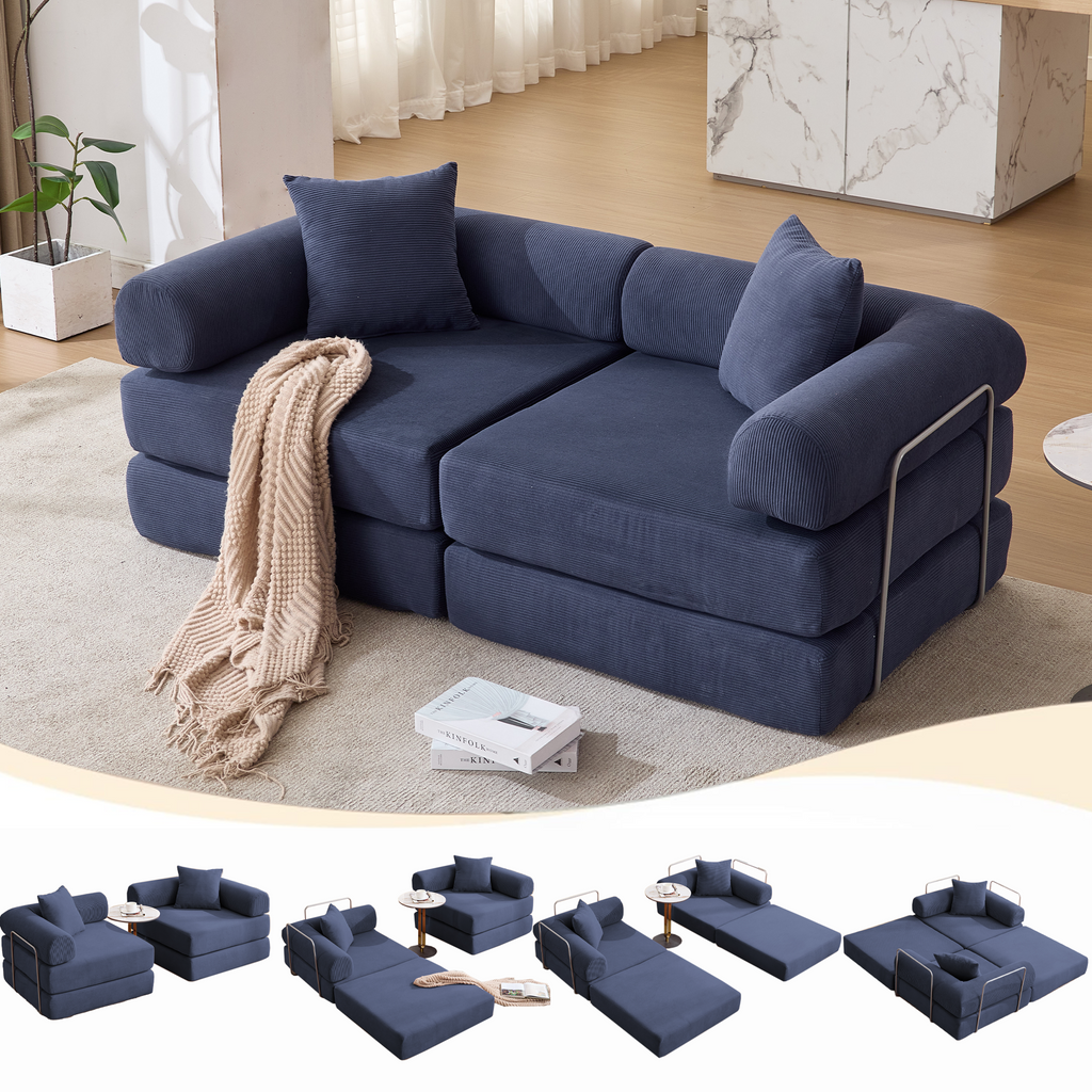 2 Seat Convertible Couch Folding Mattress Couch Sofa Bed