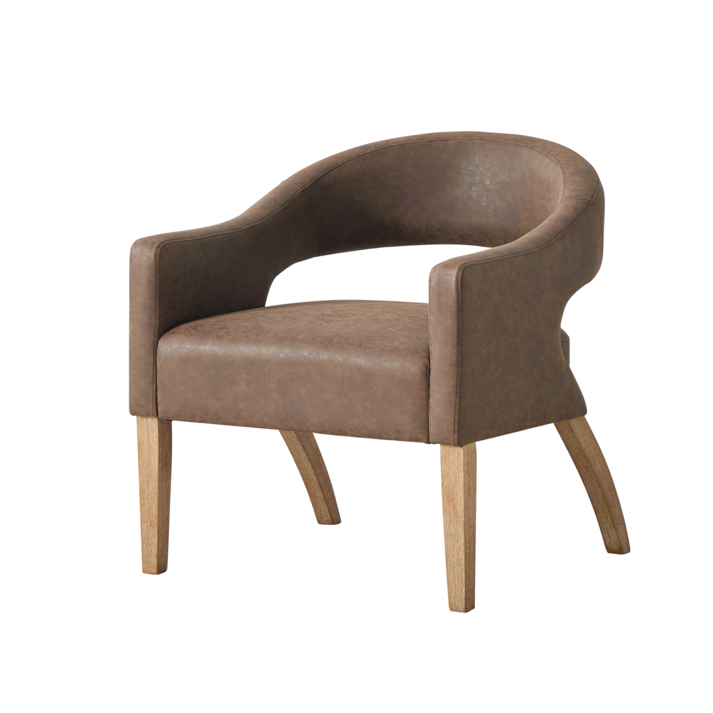 Modern Mid-Century PU Upholstered Open Back Armchair