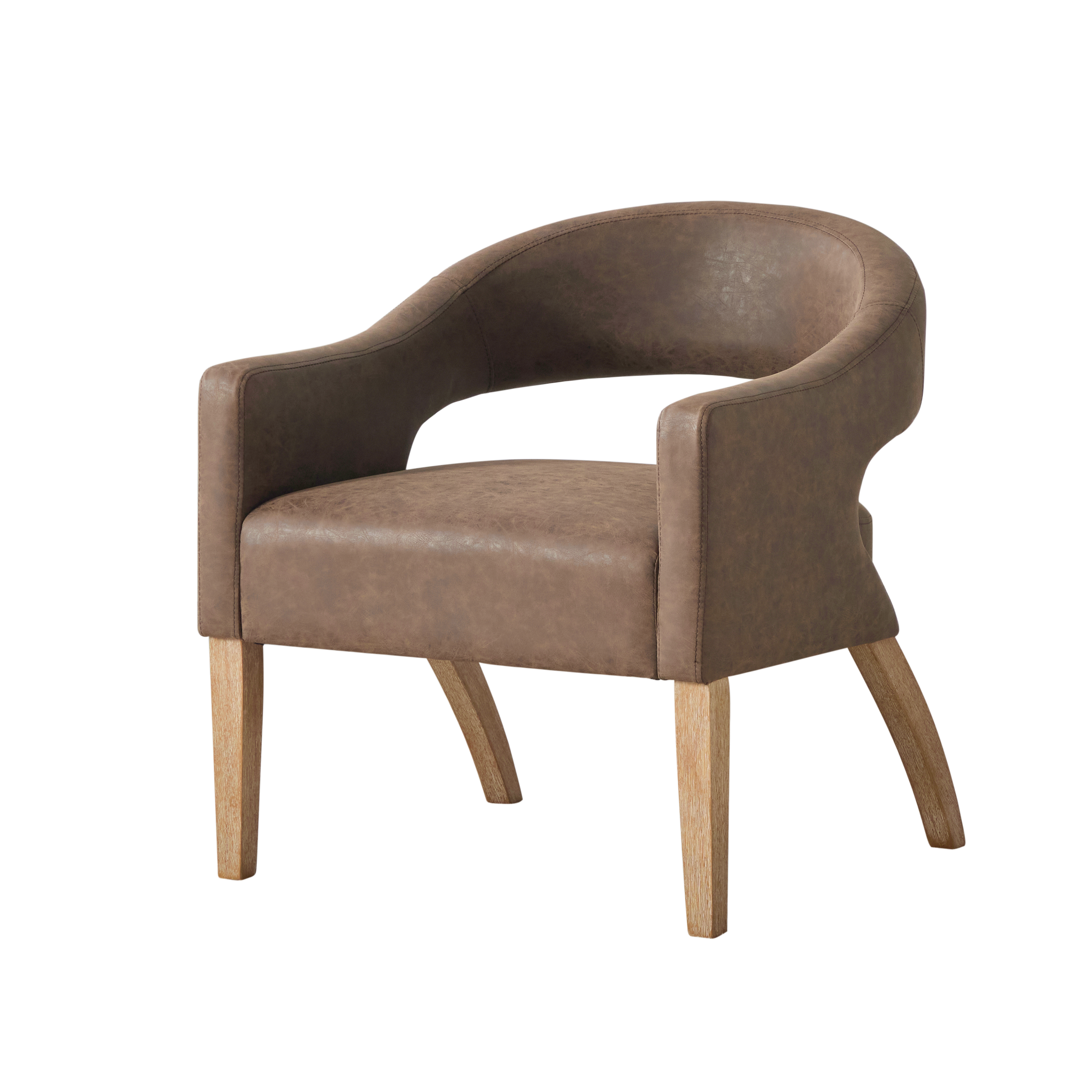 Modern Mid-Century PU Upholstered Open Back Armchair