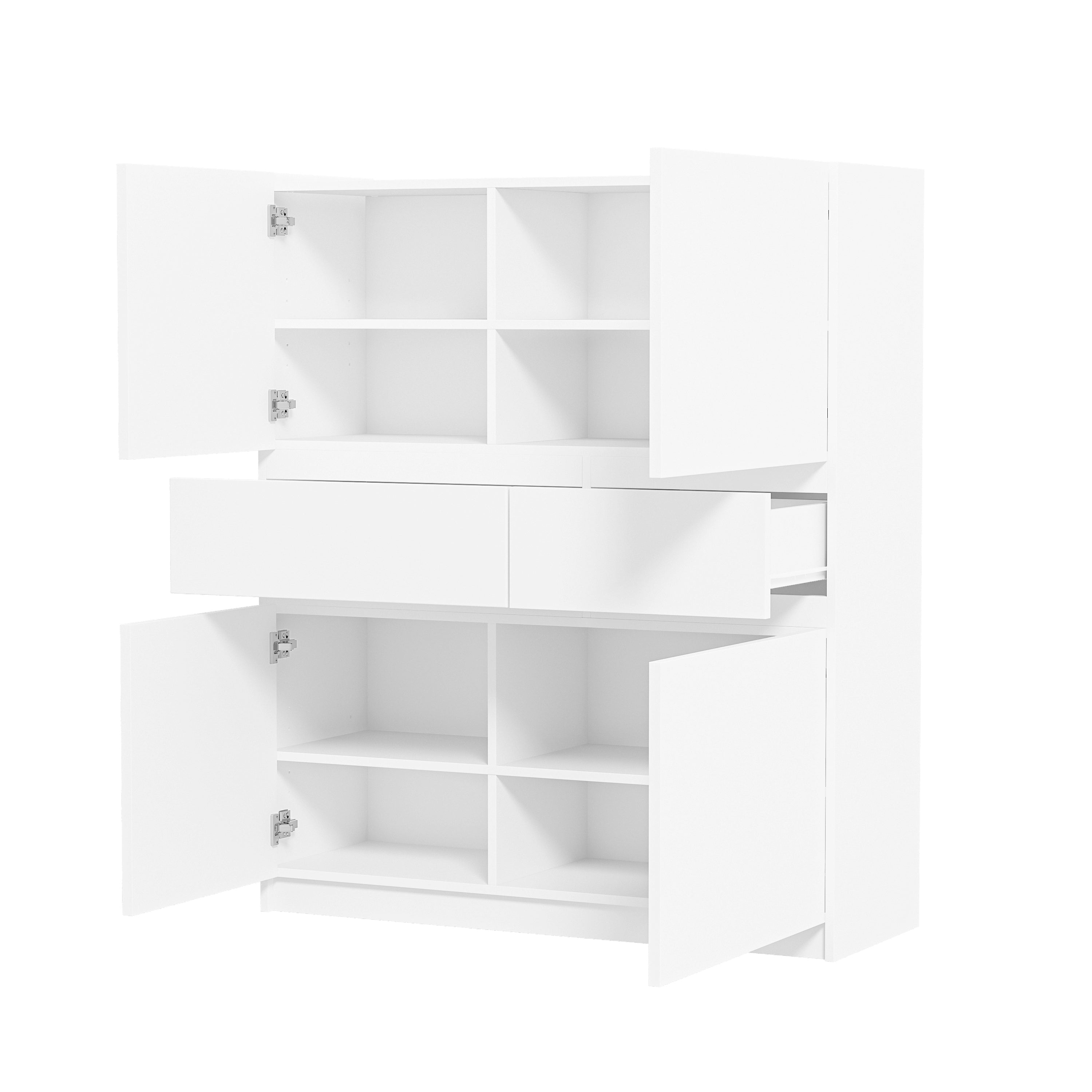 Wooden Storage Cabinet with 4 Doors and 2 Drawers