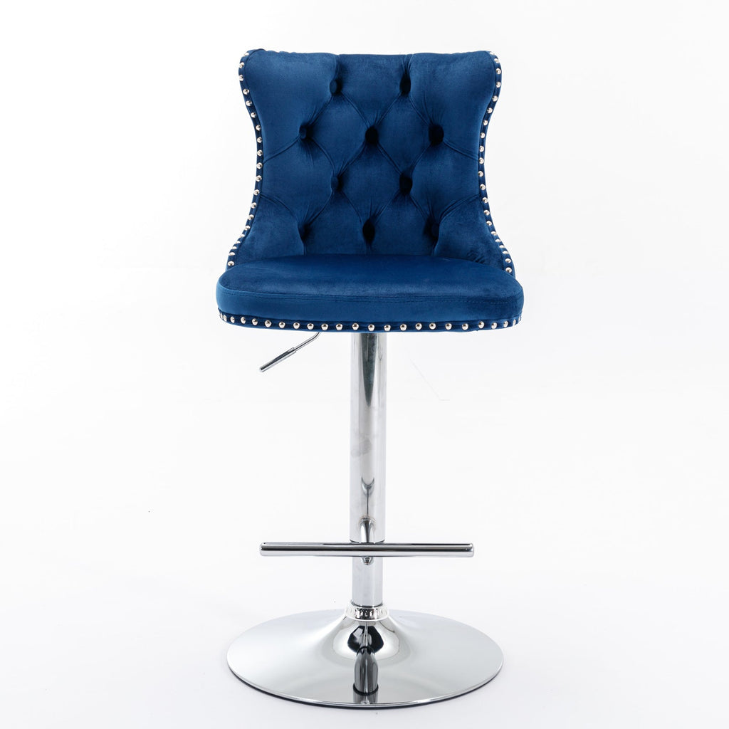 25-33 Inch Modern Velvet Swivel Barstools (Set of 2)