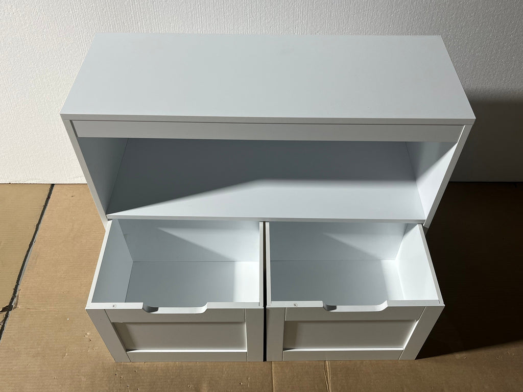 Toy Storage Cabinet  with Large Drawers and Open Shelves