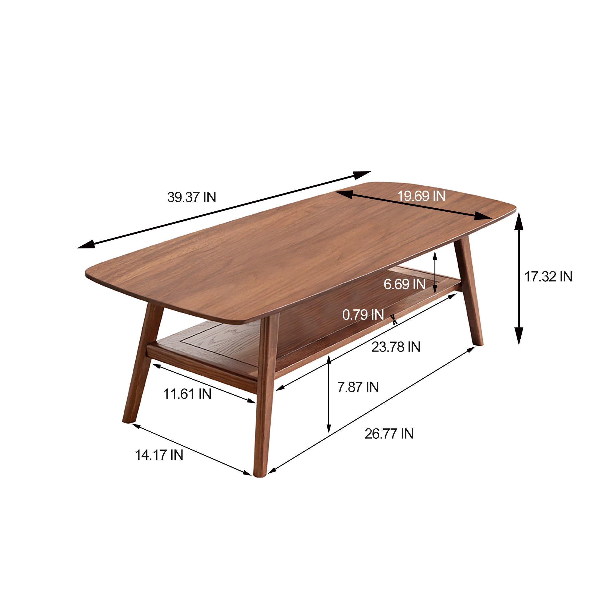 Natural Oak Coffee Table with Storage Shelf
