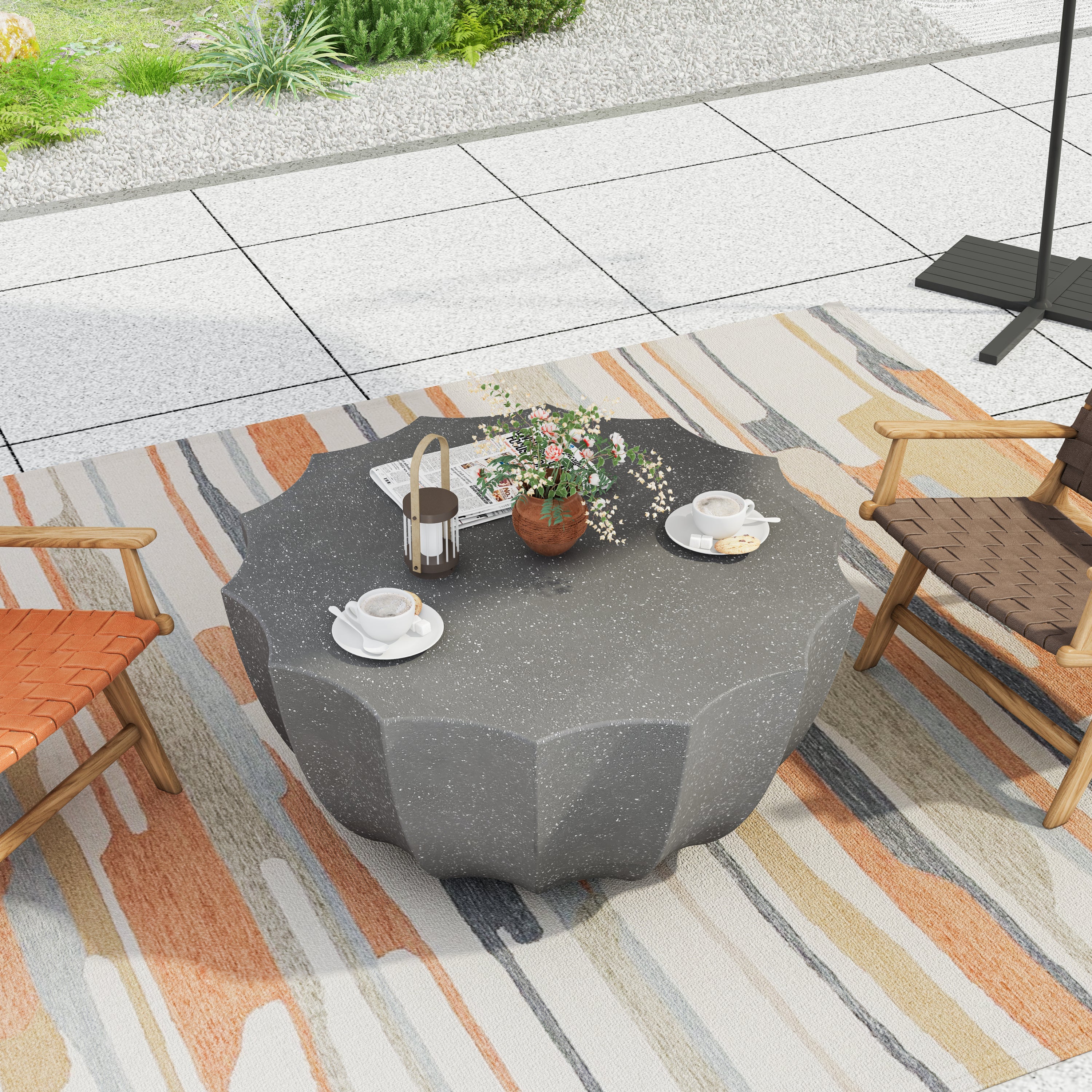 35.43' Modern Outdoor and Indoor Waterproof Coffee Table