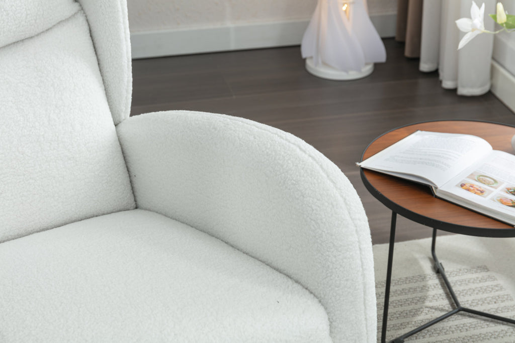 Teddy Fabric Rocking Chair with Packet Wood Legs