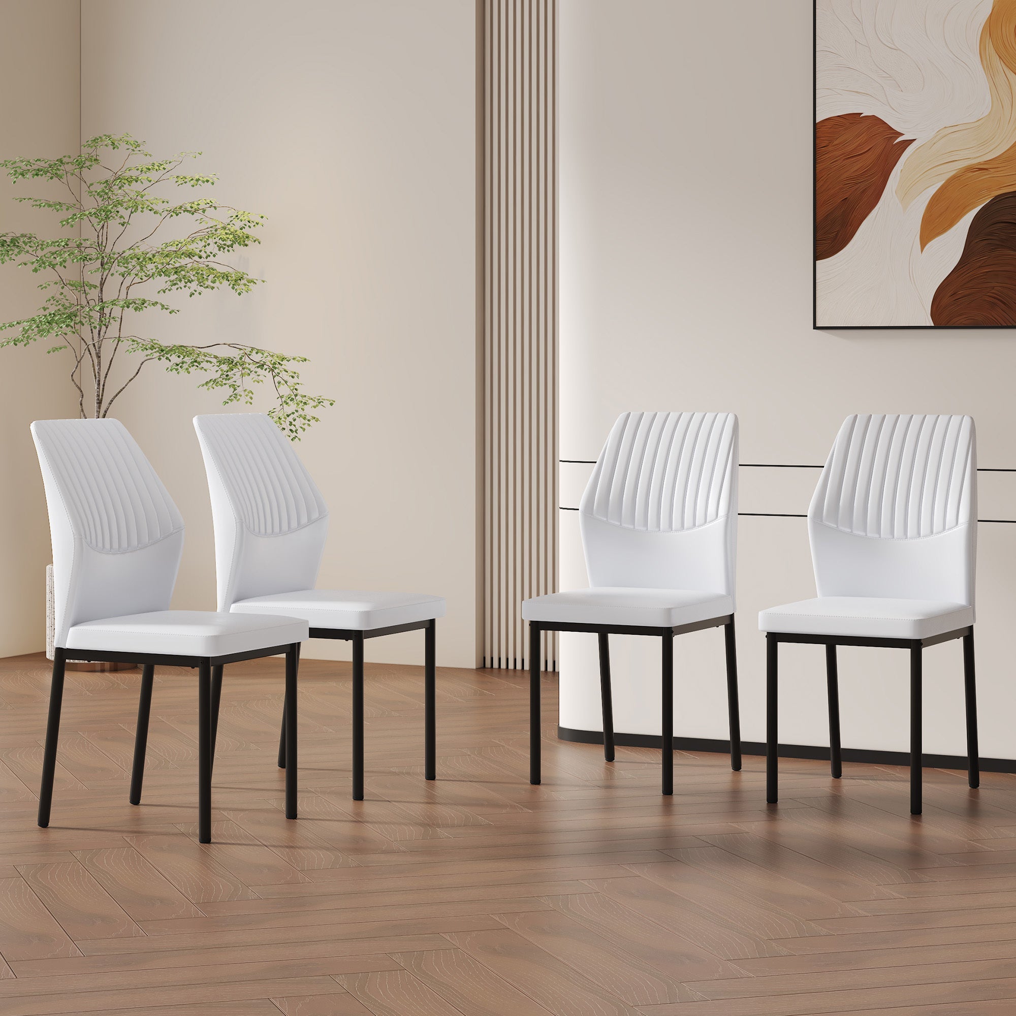 Modern PU Leather Dining Chairs Set of 4