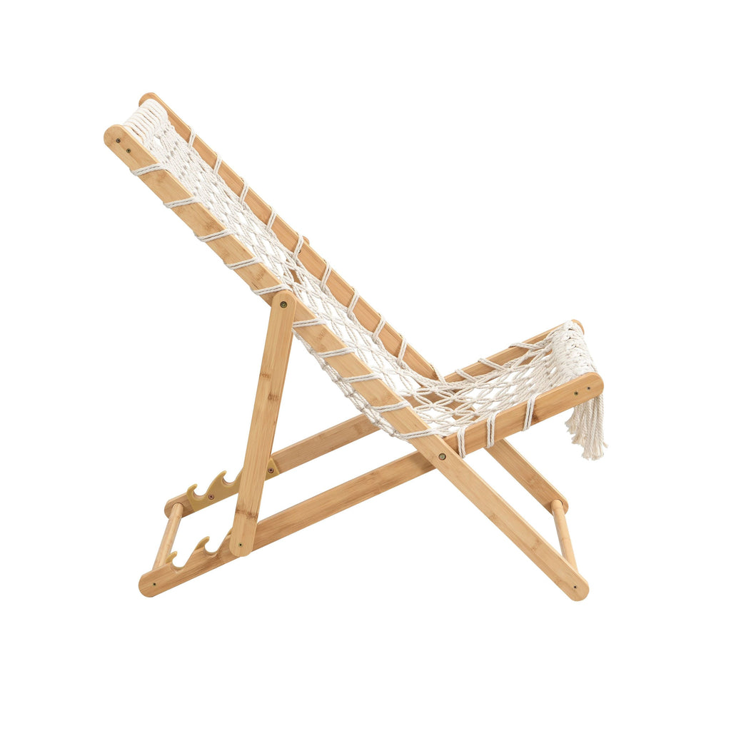 Natural Bamboo Weaving Chair Set with Handwoven Rope for Patio and Living Spaces