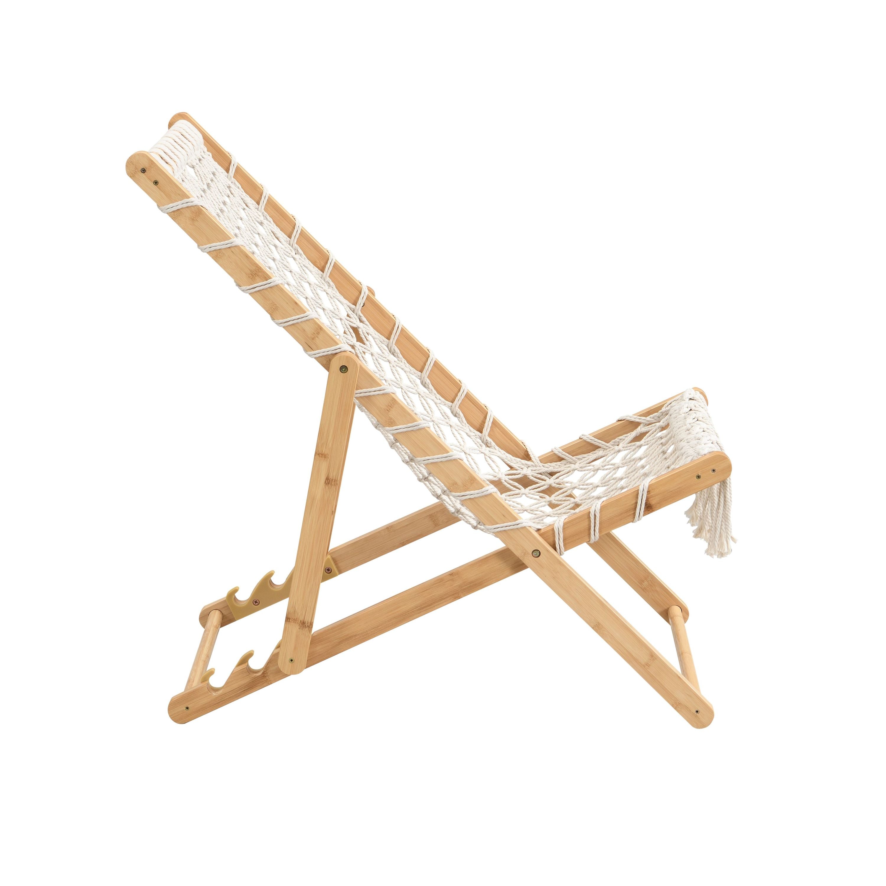 Natural Bamboo Weaving Chair Set with Handwoven Rope for Patio and Living Spaces