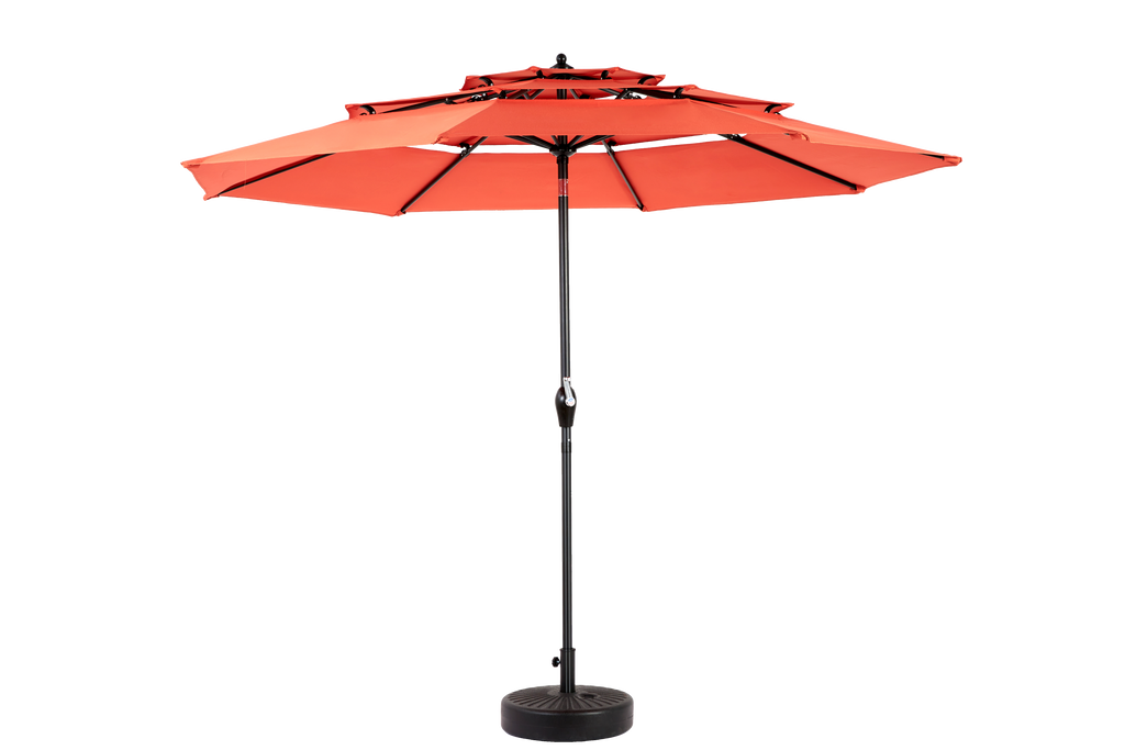 10ft 3-Tier Aluminium Patio Umbrella with Auto-Tilt (No Base)