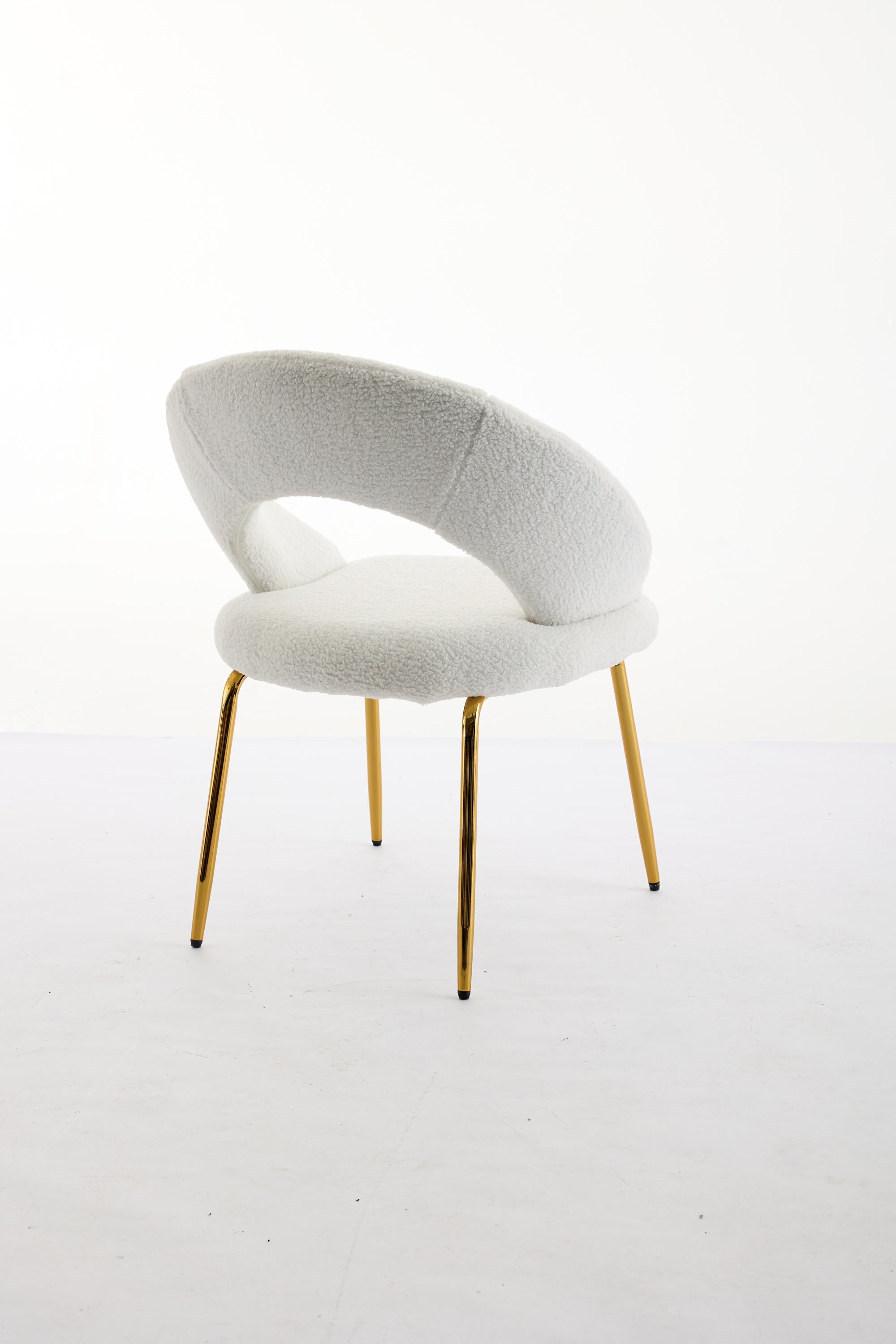 Velvet/Teddy Fabric Dining Chairs with Curved Backrest