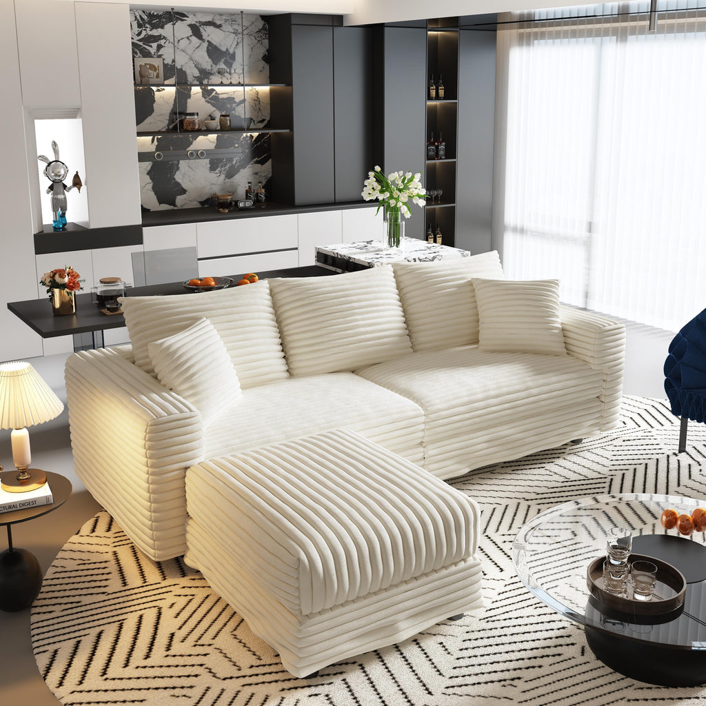 82.7' Modern Comfy Cloud Couch Sofa with Soft Pillows + Ottomans Option