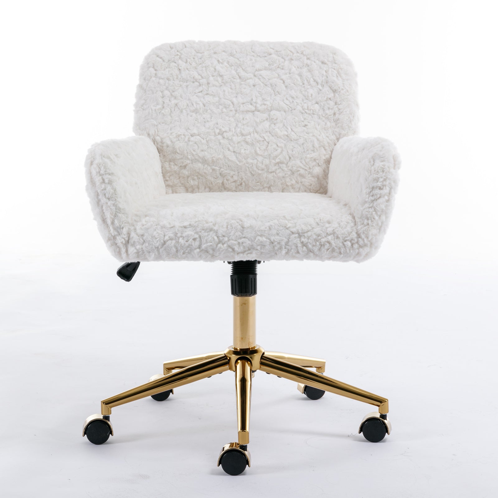 Artificial Rabbit Hair Home Office Chair with Golden Metal Base