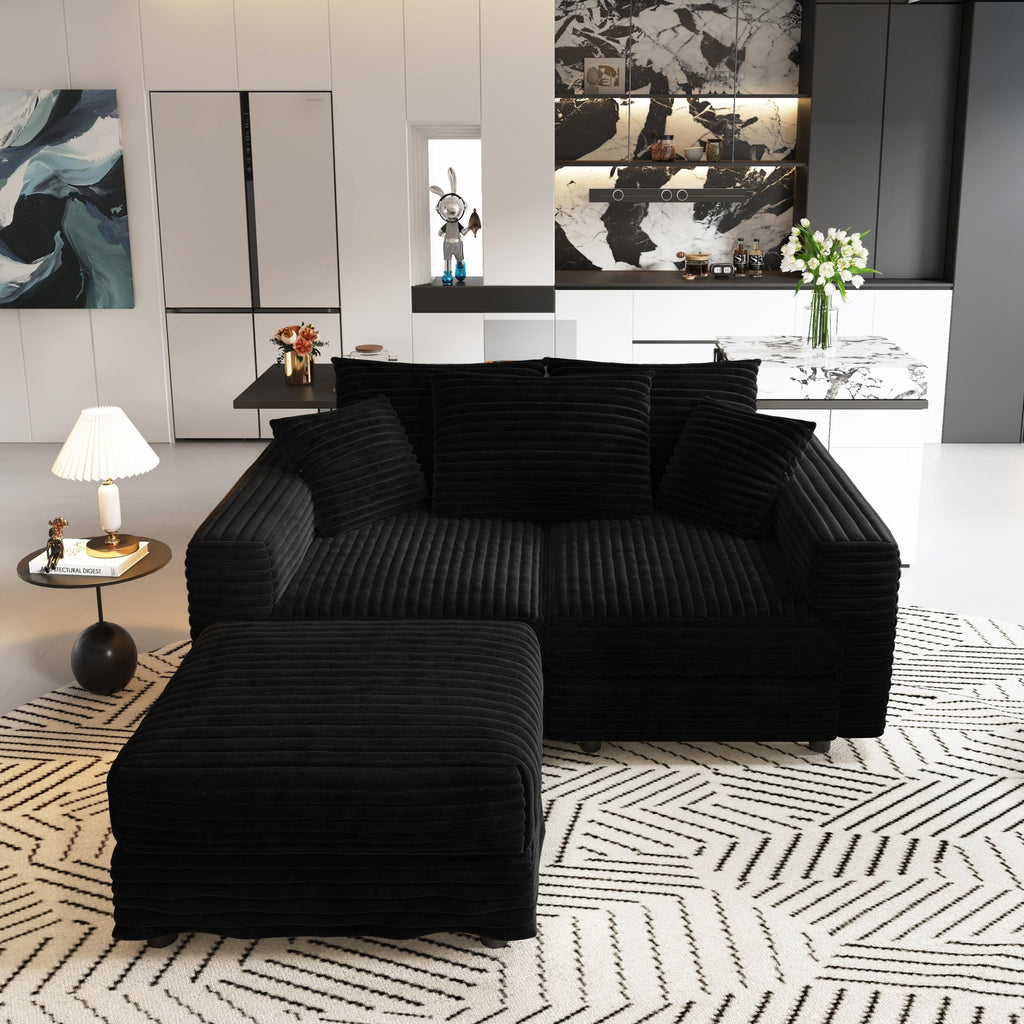 82.7' Modern Comfy Cloud Couch Sofa with Soft Pillows + Ottomans Option