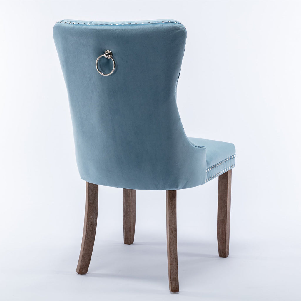 Modern High-end Tufted Solid Wood Velvet Dining Chair(Set of 2)