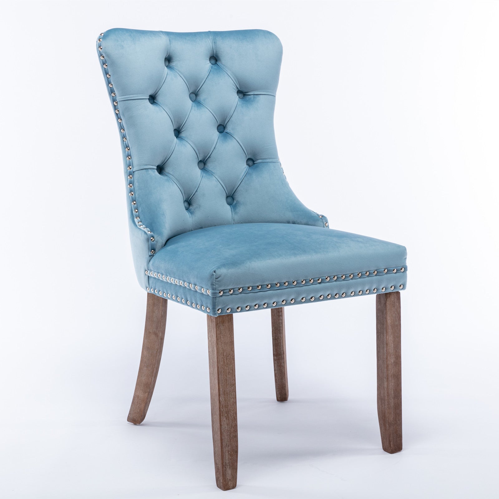 Modern High-end Tufted Solid Wood Velvet Dining Chair(Set of 2)