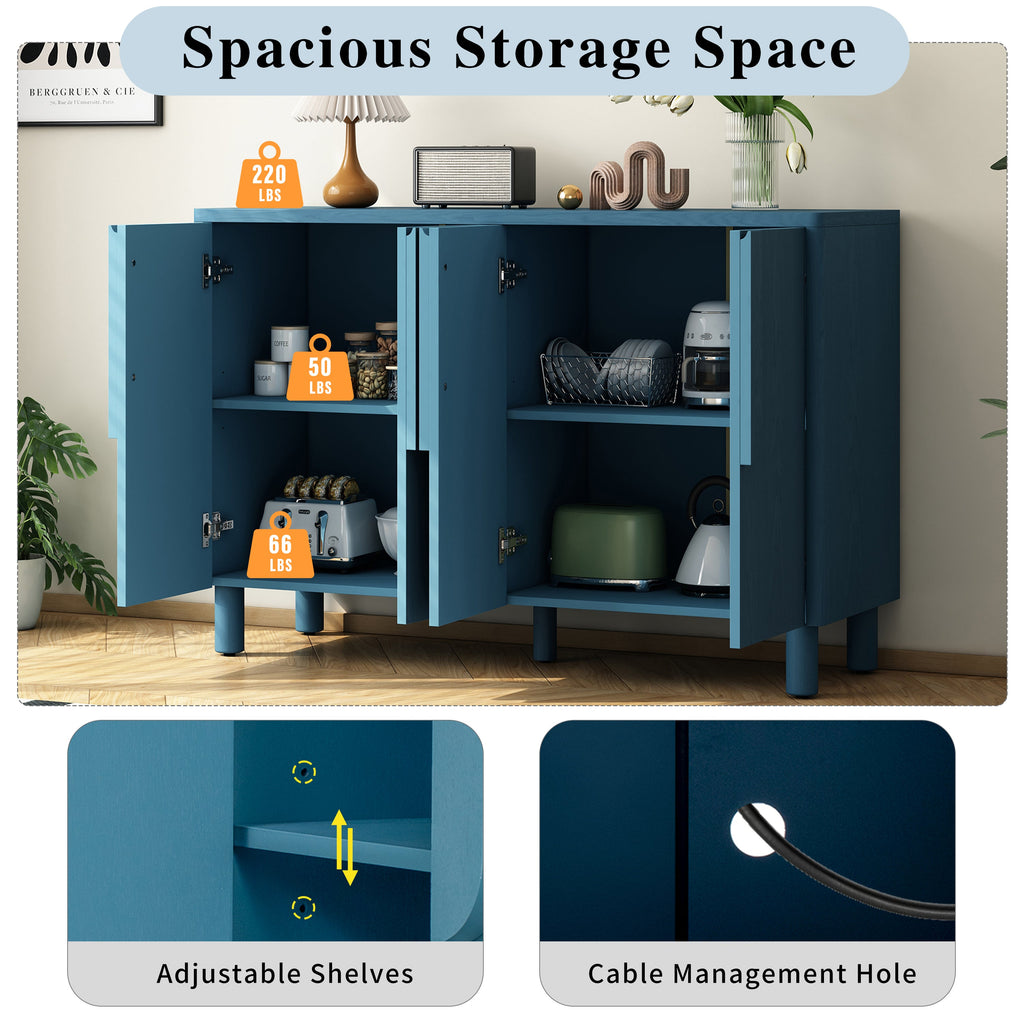 Wood Storage Cabinet with Unique Arc Handles