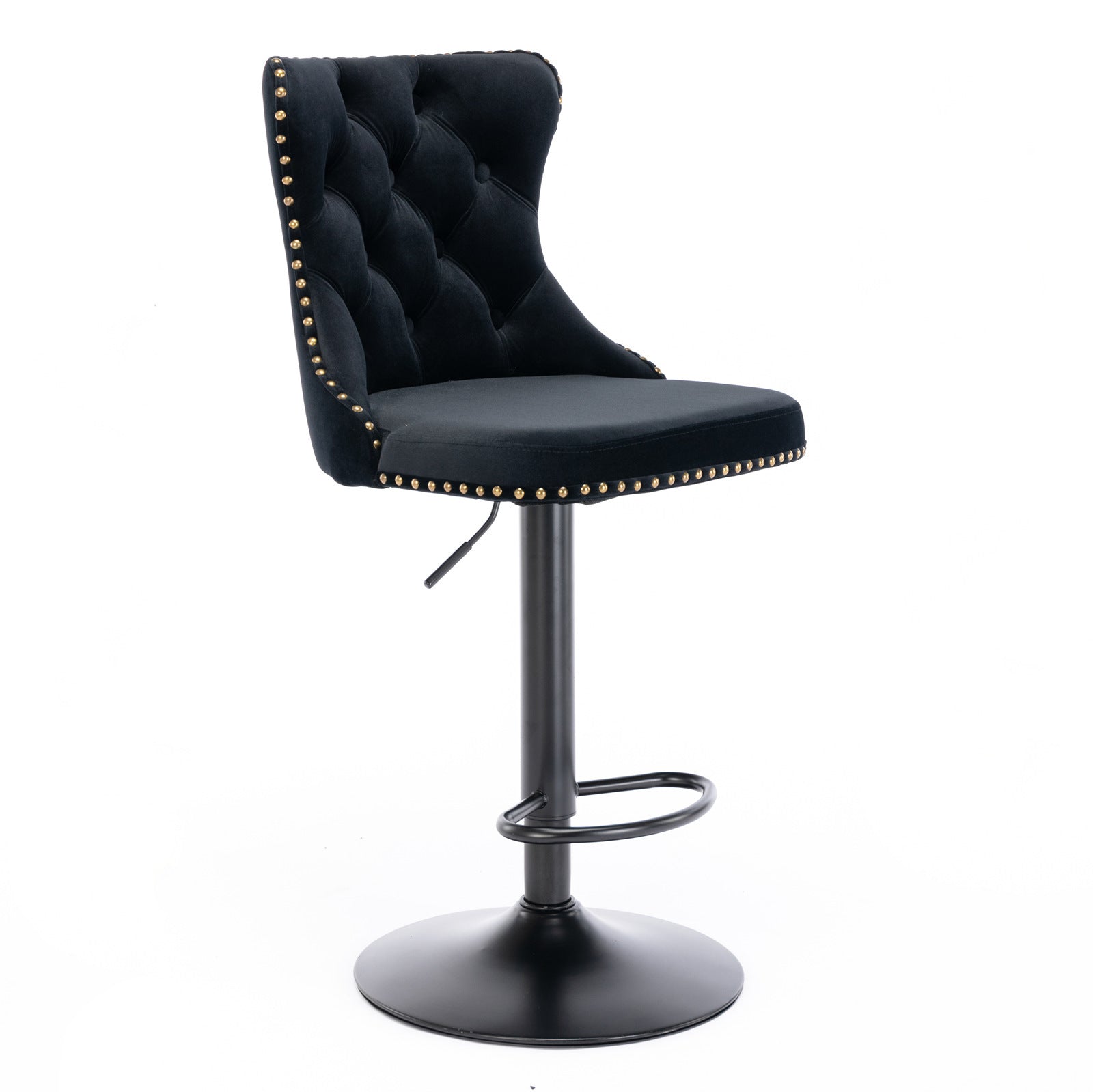 Modern Swivel Velvet Barstools Adjusatble Seat (Set of 2)