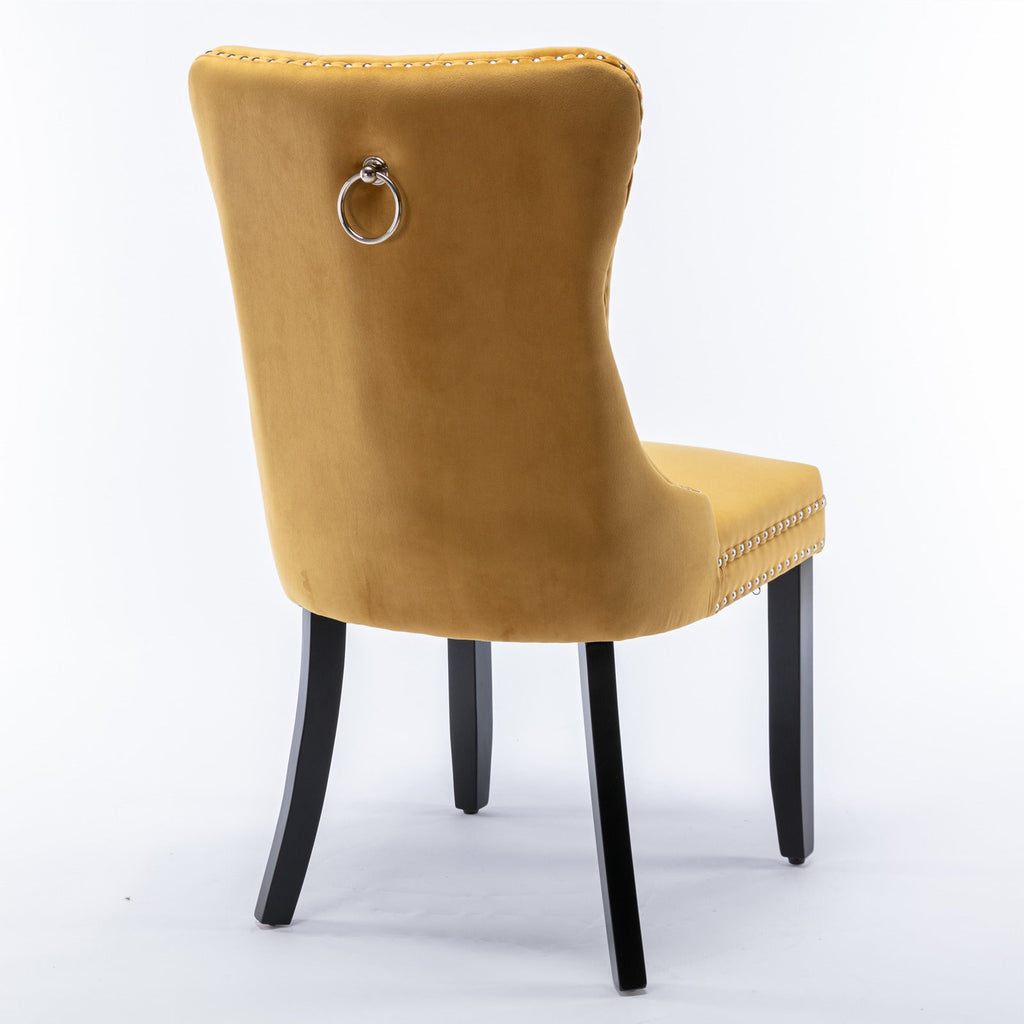 Modern High-end Tufted Solid Wood Velvet Dining Chair(Set of 2)