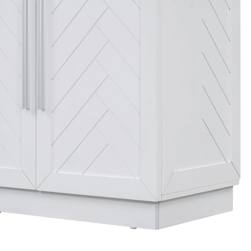 Buffet Cabinet with Adjustable Shelves and Silver Handles