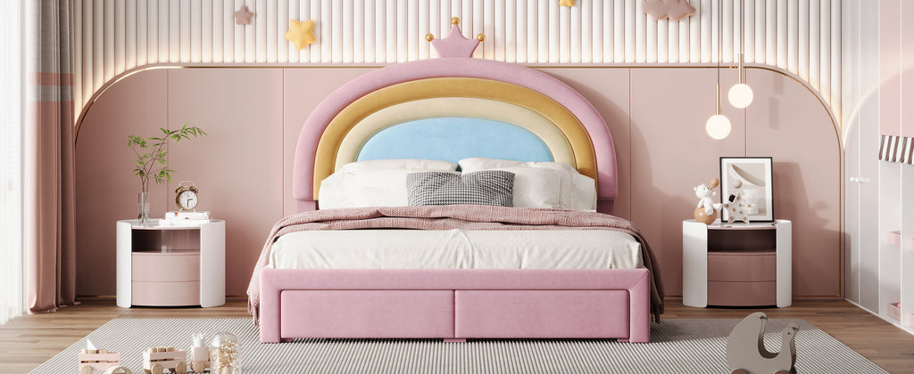 Twin/Full Size Rainbow Princess Platform Bed