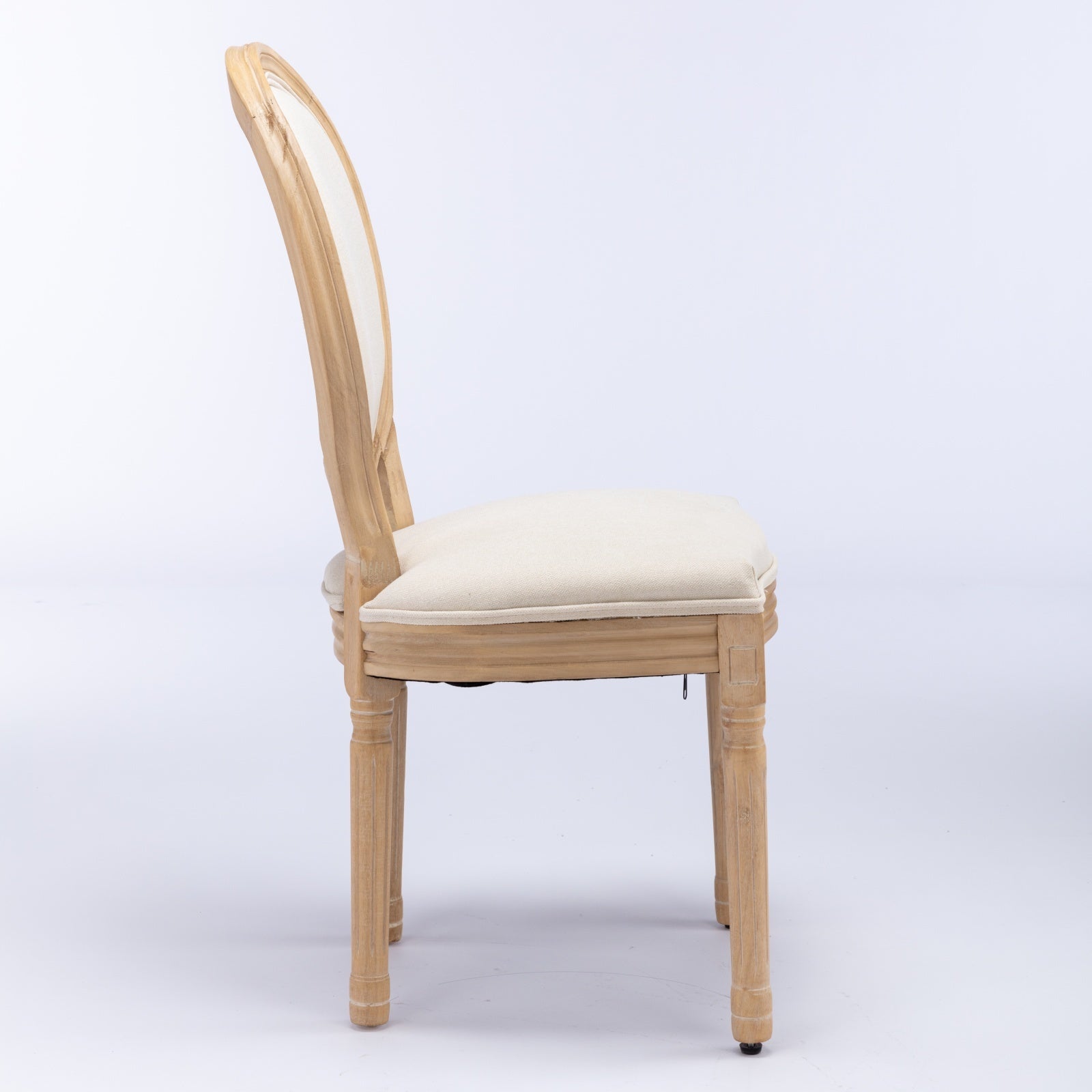 French Style Solid Wood Frame Linen Fabric Back Dining Chair (Set of 2)