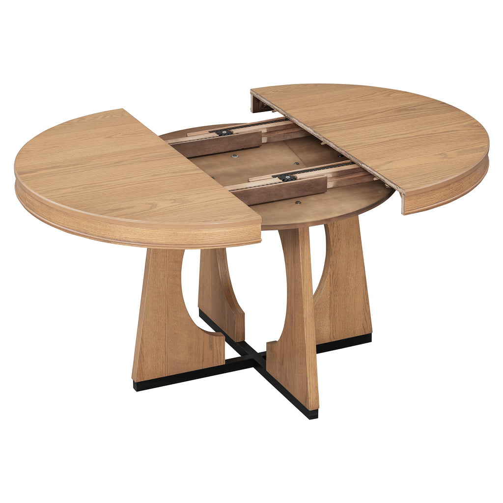 5-Piece Retro Extendable Dining Table Set with 16" Removable Leaf