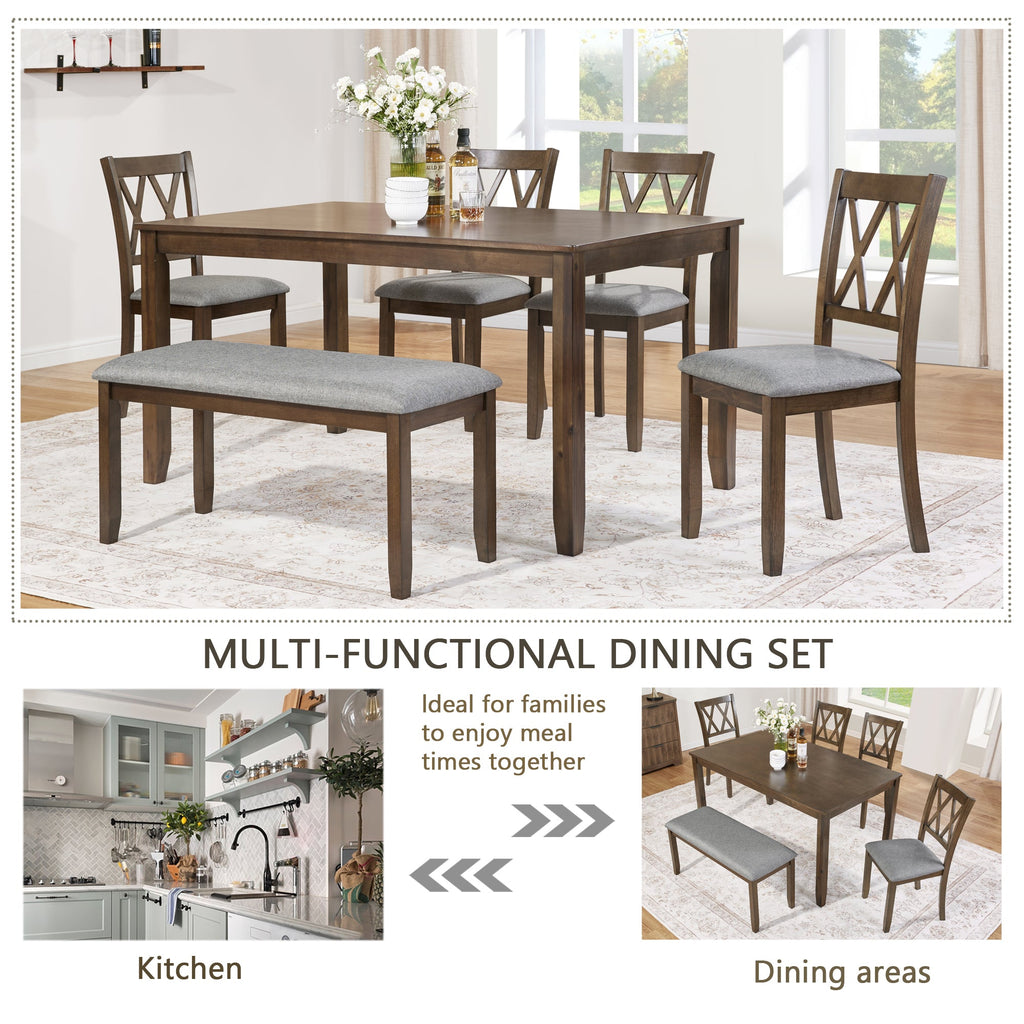 Elegant 6 Pieces Wooden Dining Table Set