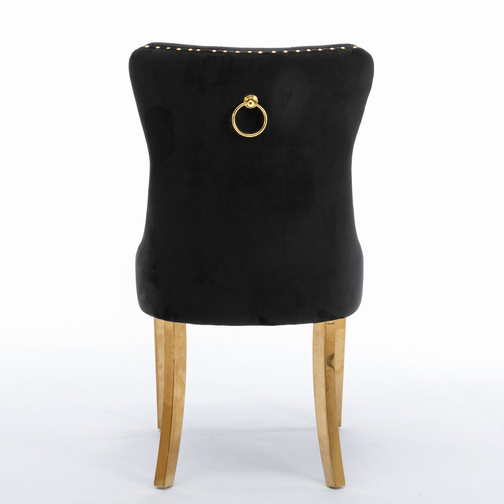 Modern High-end Tufted Solid Wood Velvet Dining Chair(Set of 2)