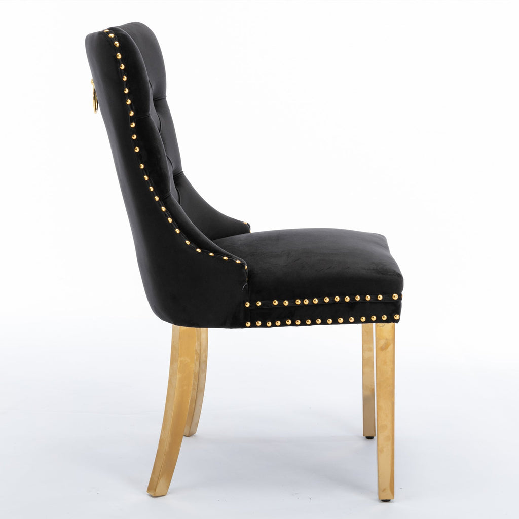 Modern High-end Tufted Solid Wood Velvet Dining Chair(Set of 2)