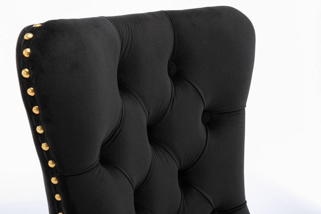 Modern High-end Tufted Solid Wood Velvet Dining Chair(Set of 2)