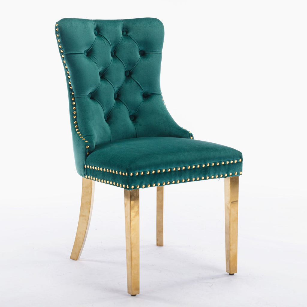 Modern High-end Tufted Solid Wood Velvet Dining Chair(Set of 2)