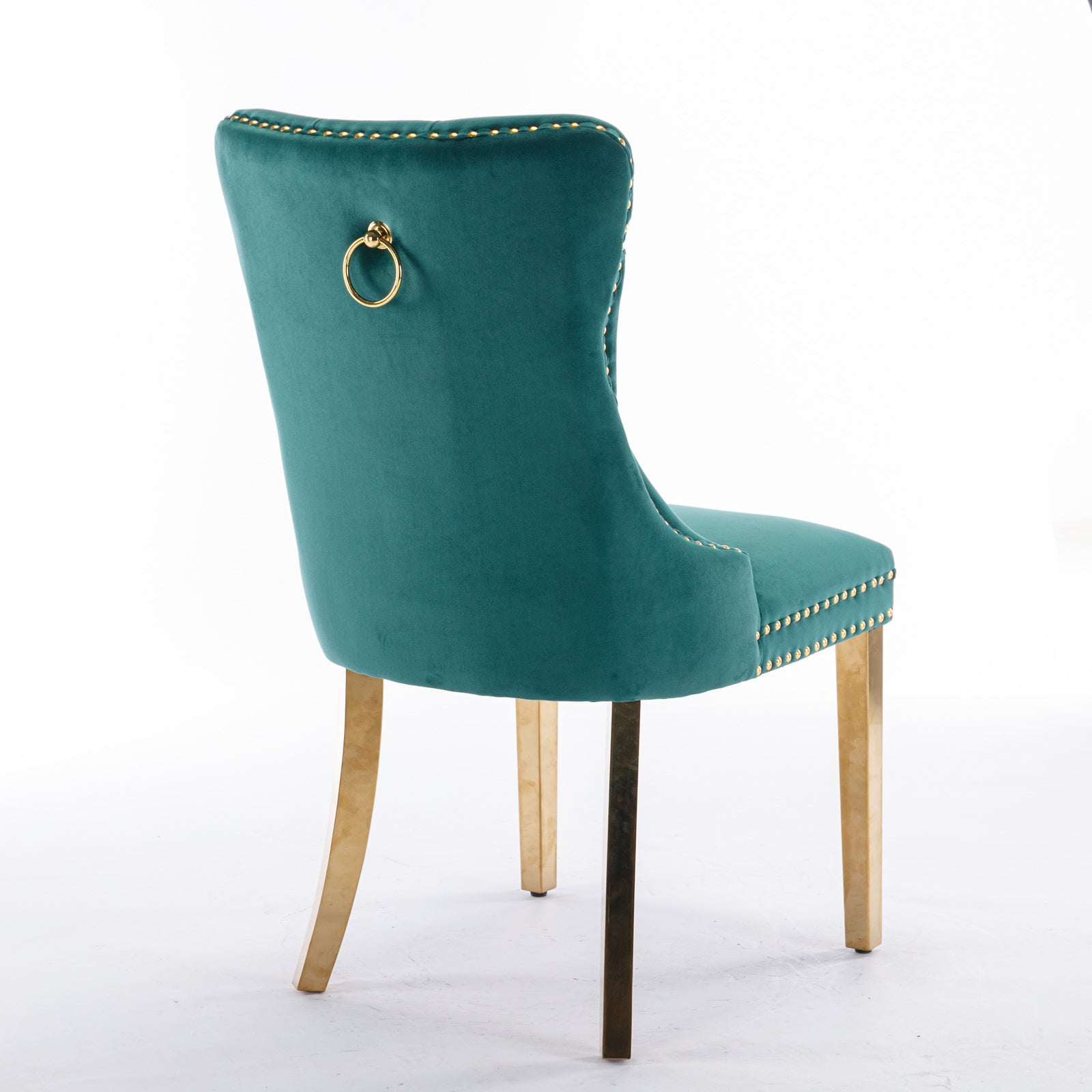 Modern High-end Tufted Solid Wood Velvet Dining Chairs (Set of 2)