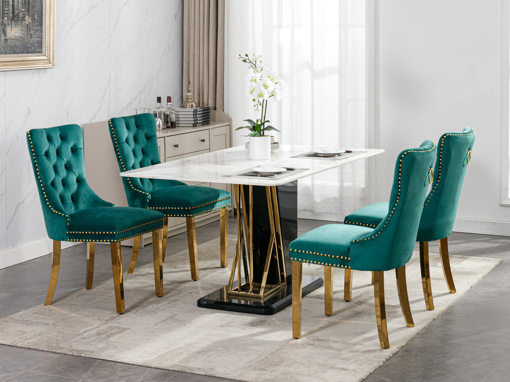 Modern High-end Tufted Solid Wood Velvet Dining Chairs (Set of 2)