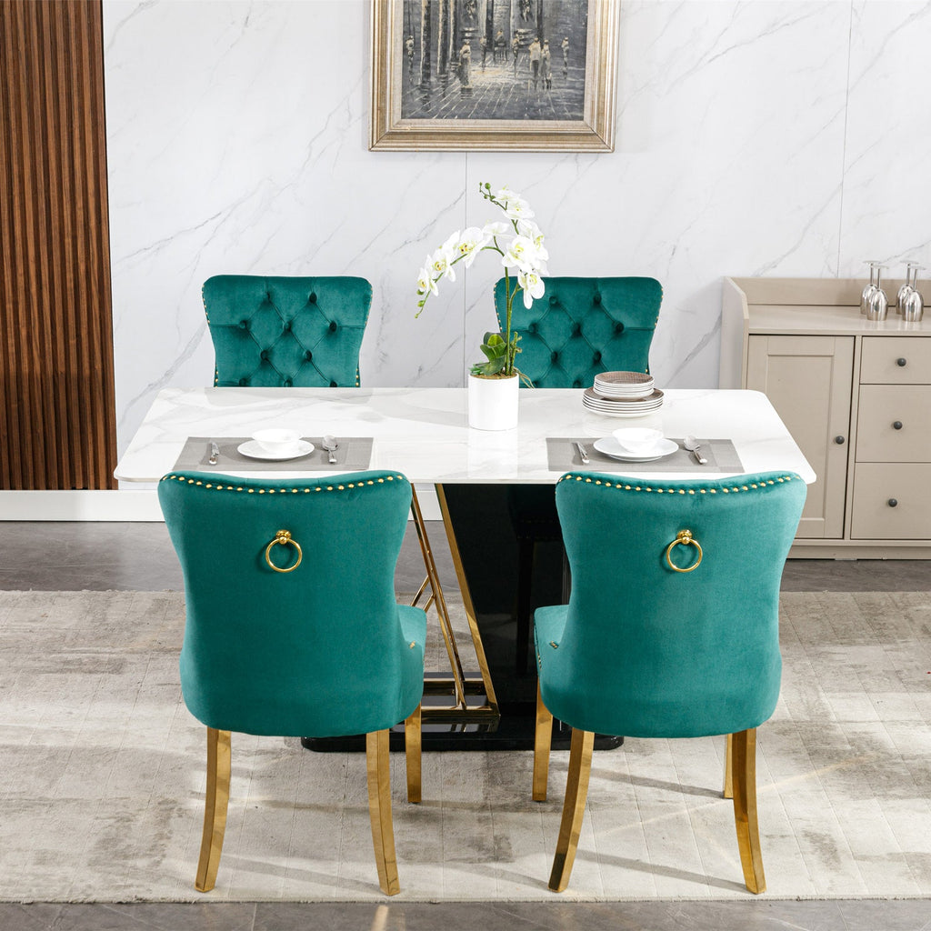 Modern High-end Tufted Solid Wood Velvet Dining Chair(Set of 2)