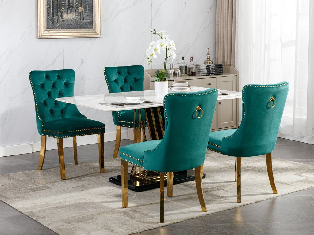Modern High-end Tufted Solid Wood Velvet Dining Chairs (Set of 2)