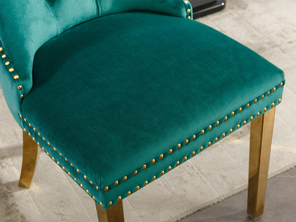 Modern High-end Tufted Solid Wood Velvet Dining Chair(Set of 2)