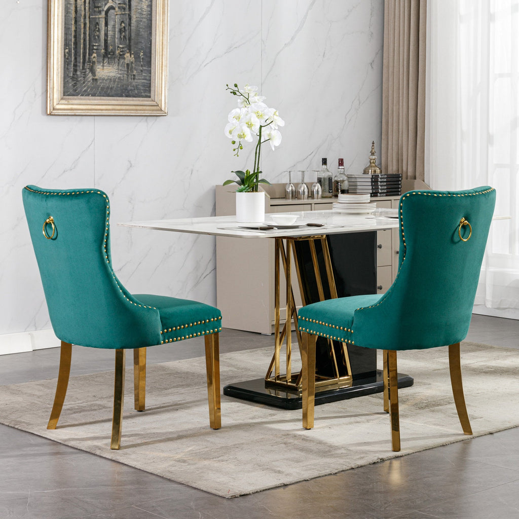 Modern High-end Tufted Solid Wood Velvet Dining Chairs (Set of 2)
