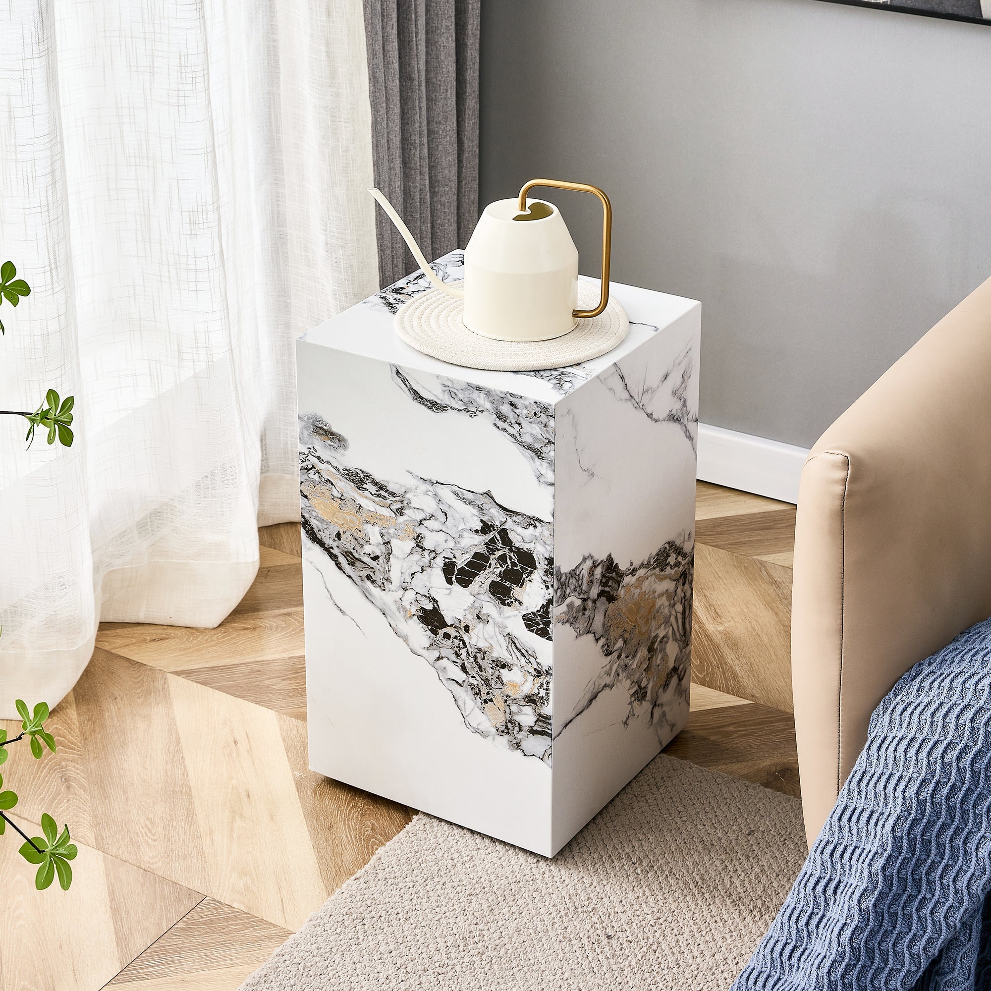 Modern White Cube Fashion Texture Design Coffee Table