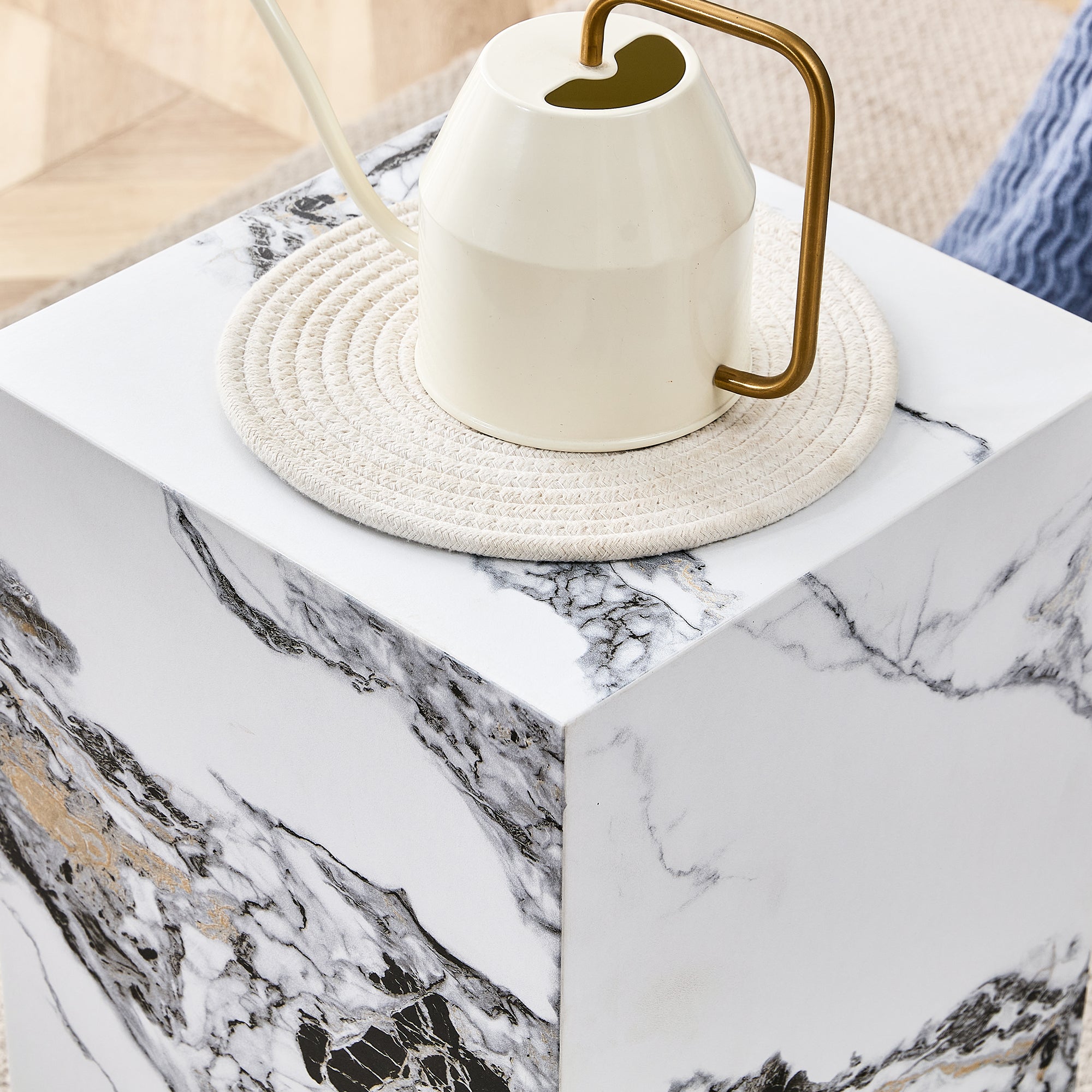 Modern White Cube Fashion Texture Design Coffee Table