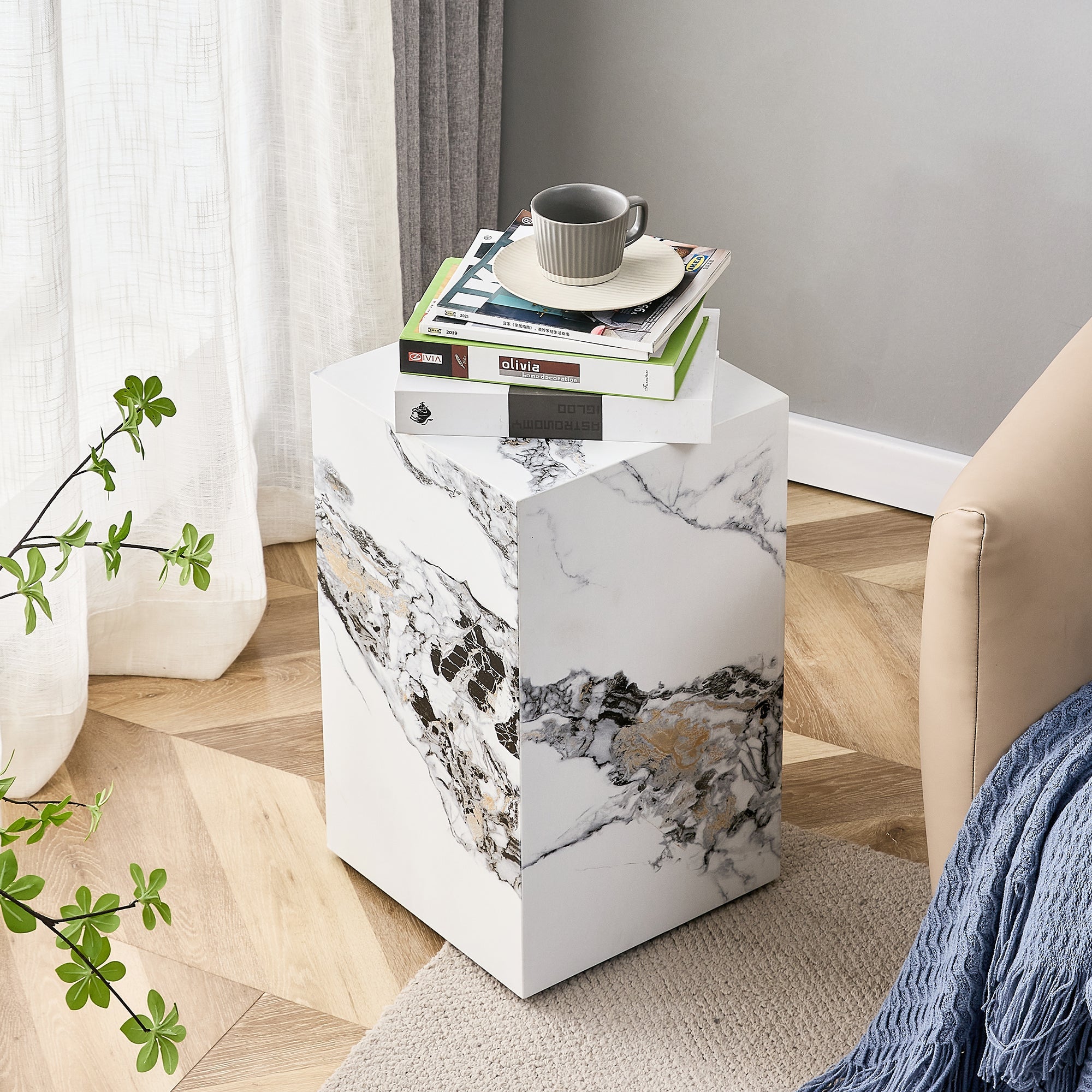 Modern White Cube Fashion Texture Design Coffee Table