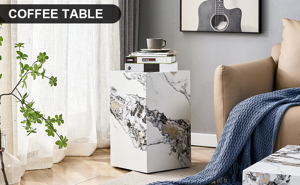 Modern White Cube Fashion Texture Design Coffee Table