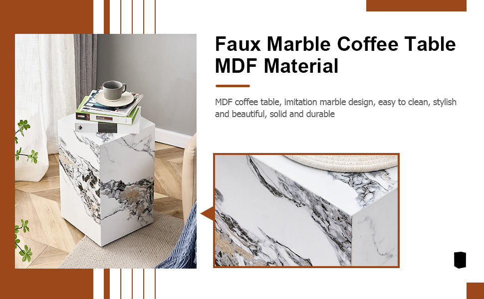Modern White Cube Fashion Texture Design Coffee Table