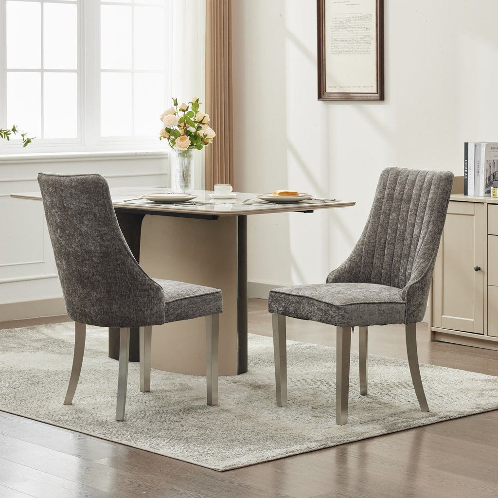 Rayon Cloth Flocking Chenille Dining Chairs (Set of 2 )