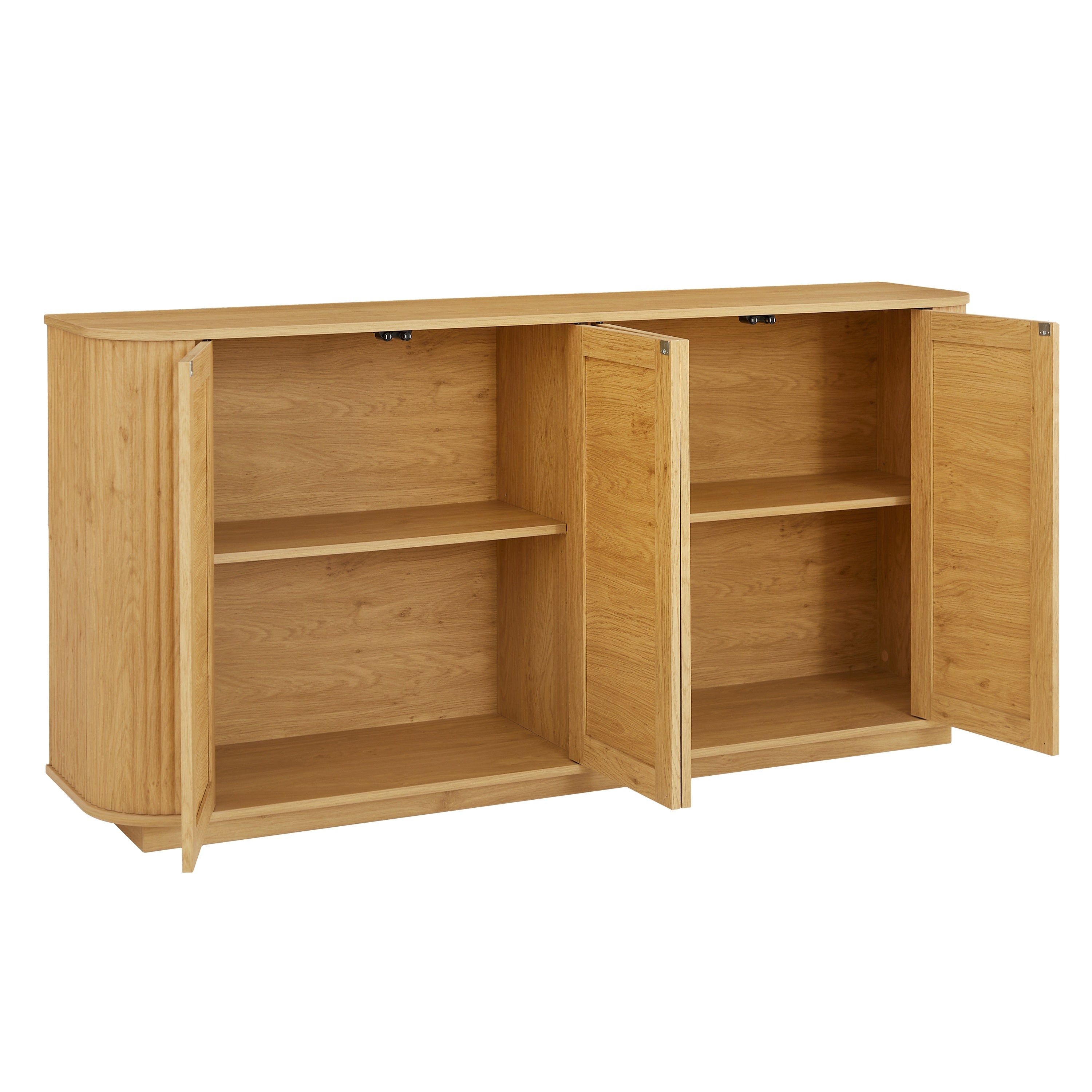 Contemporary Wave Shaped 64-Inch TV Stand with Rattan Doors