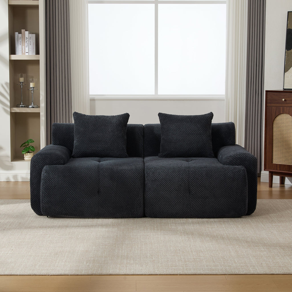 73' Sectional Cloud Convertible Floor Couch with 2 Pillows