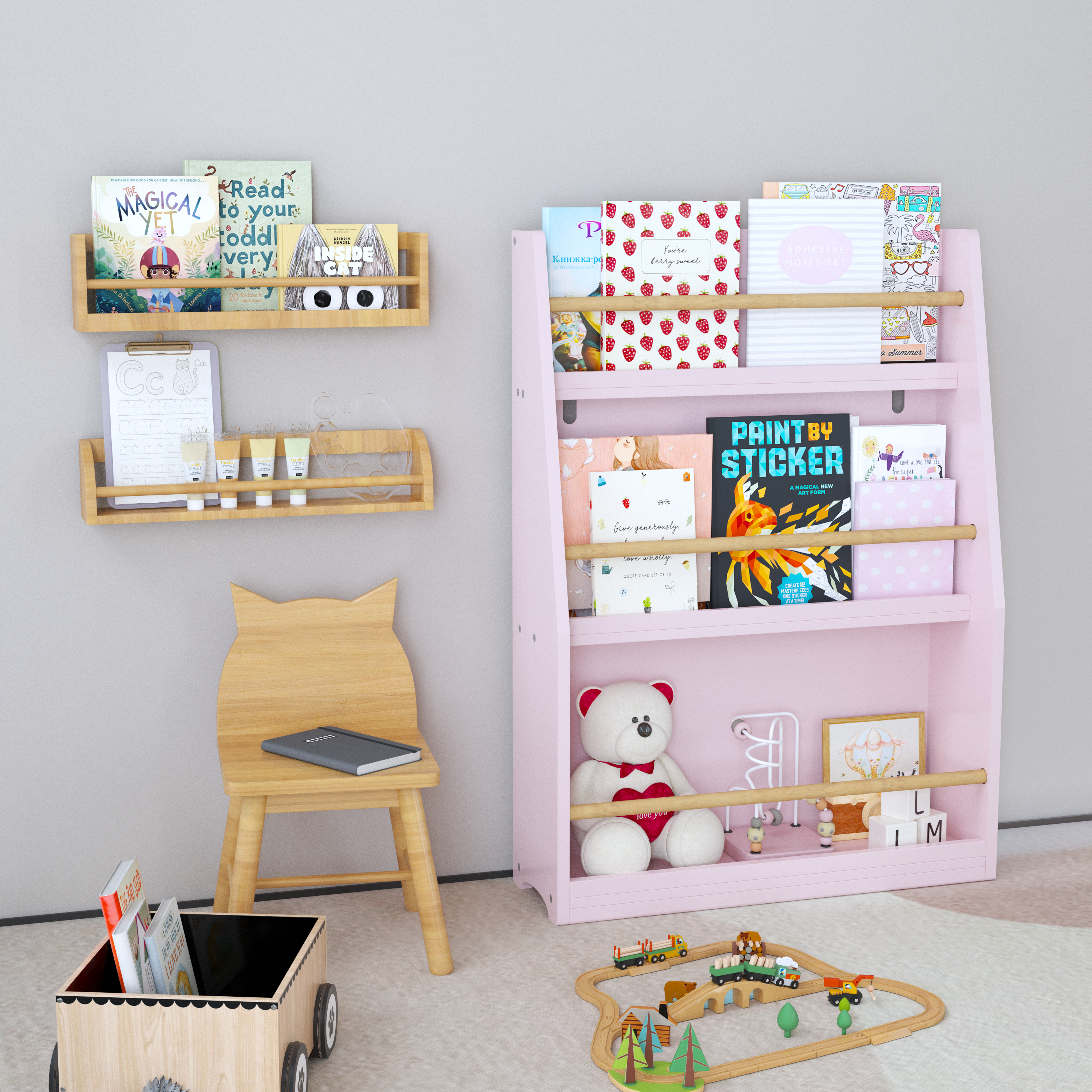 3 Tier Montessori Kids Book Display Rack