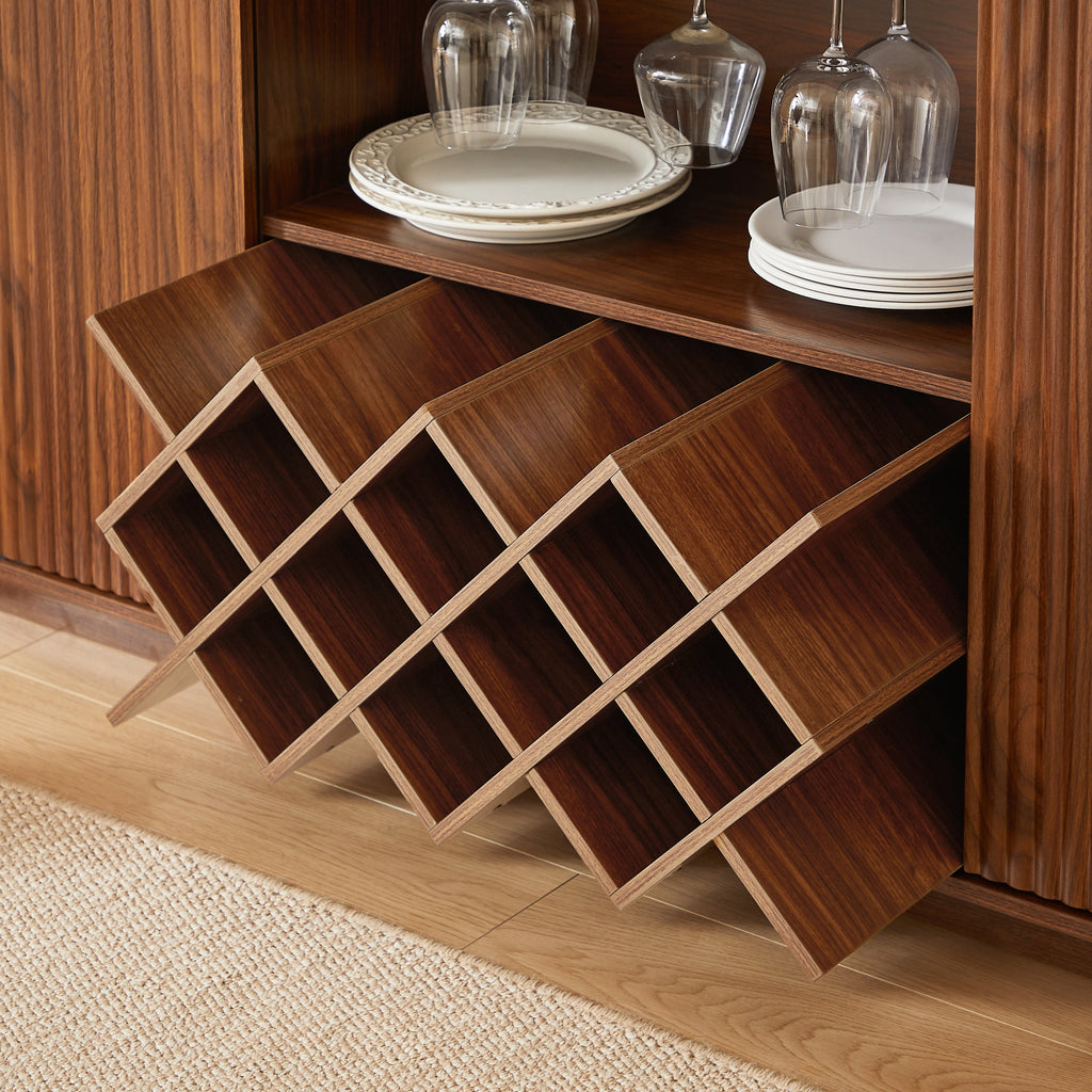 58' Wavy Curve Sideboard-Multifunctional Cabinet with Wine Storage